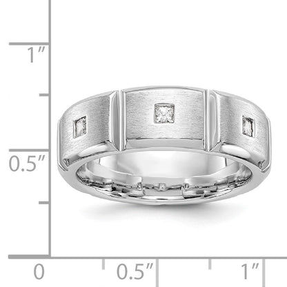 14K Weißgold Herren-Ring mit echten Diamanten