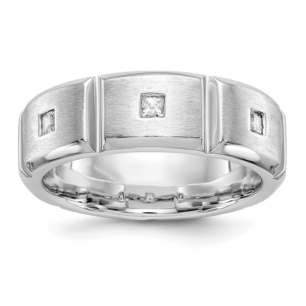 14K Weißgold Herren-Ring mit echten Diamanten