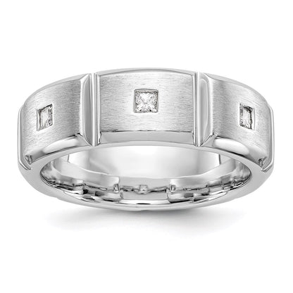 14K Weißgold Herren-Ring mit echten Diamanten