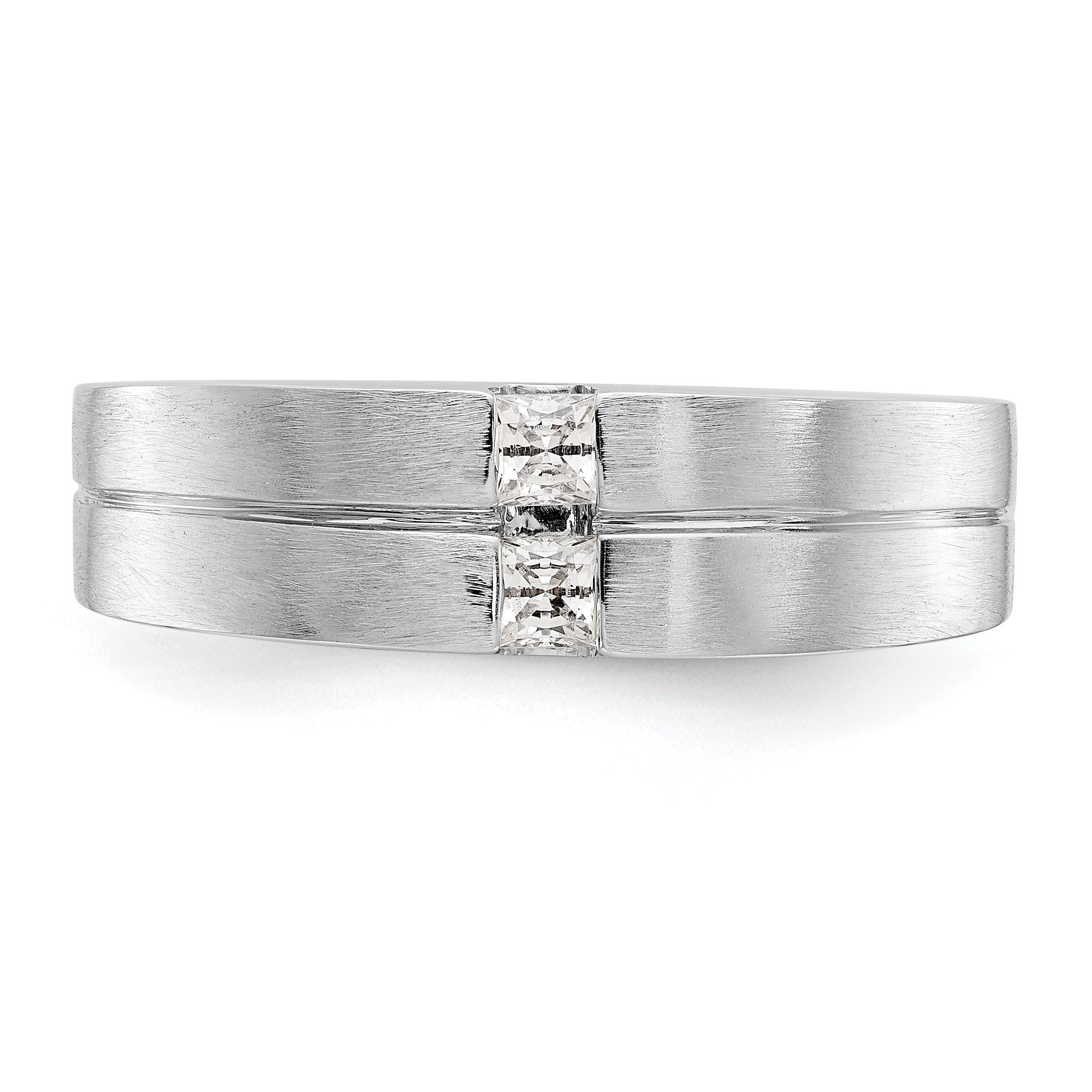 14K Weißgold Herrenring mit echten Diamanten