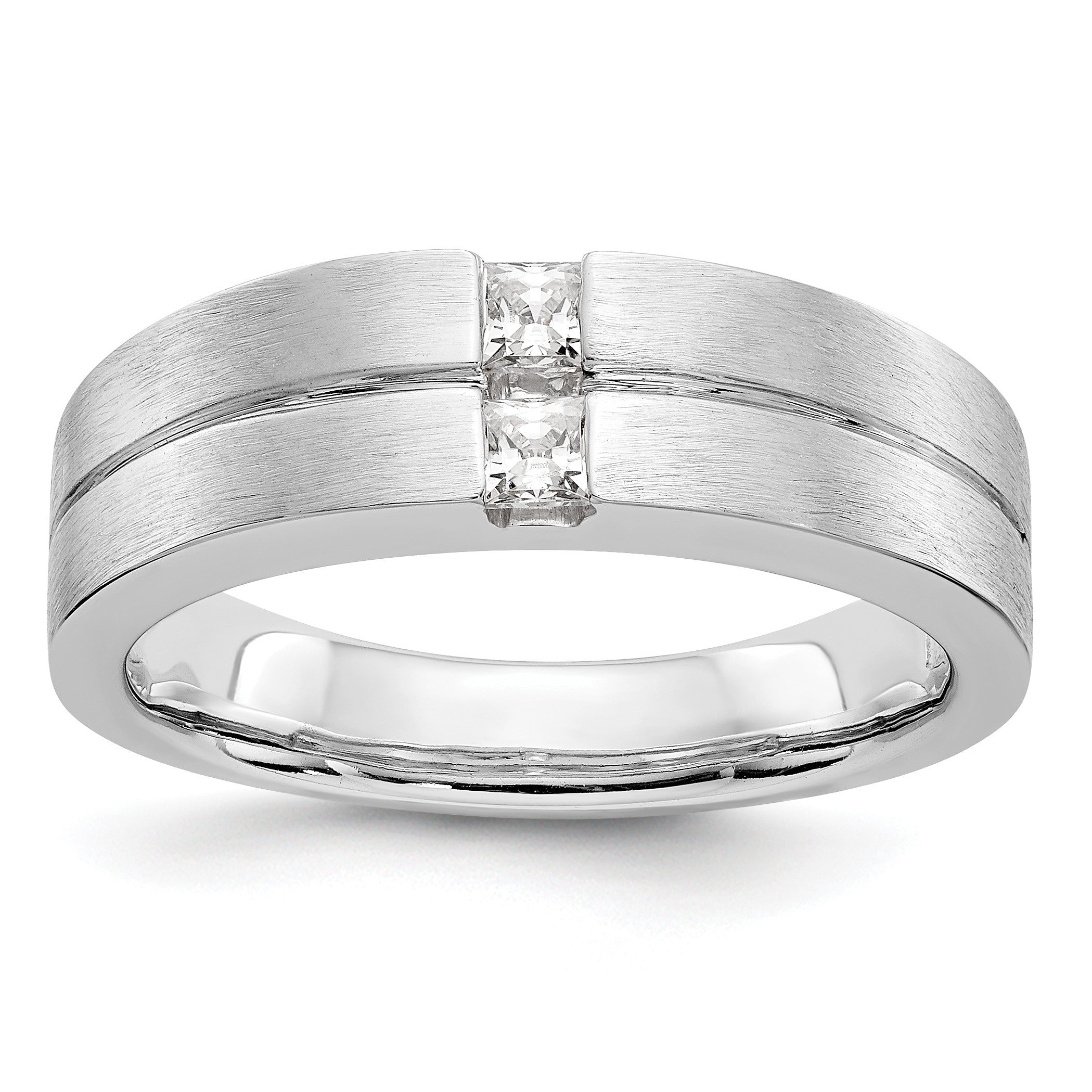 14K Weißgold Herrenring mit echten Diamanten