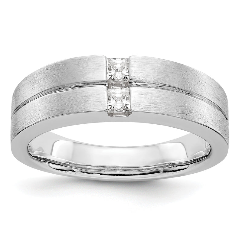 14K Weißgold Herrenring mit echten Diamanten