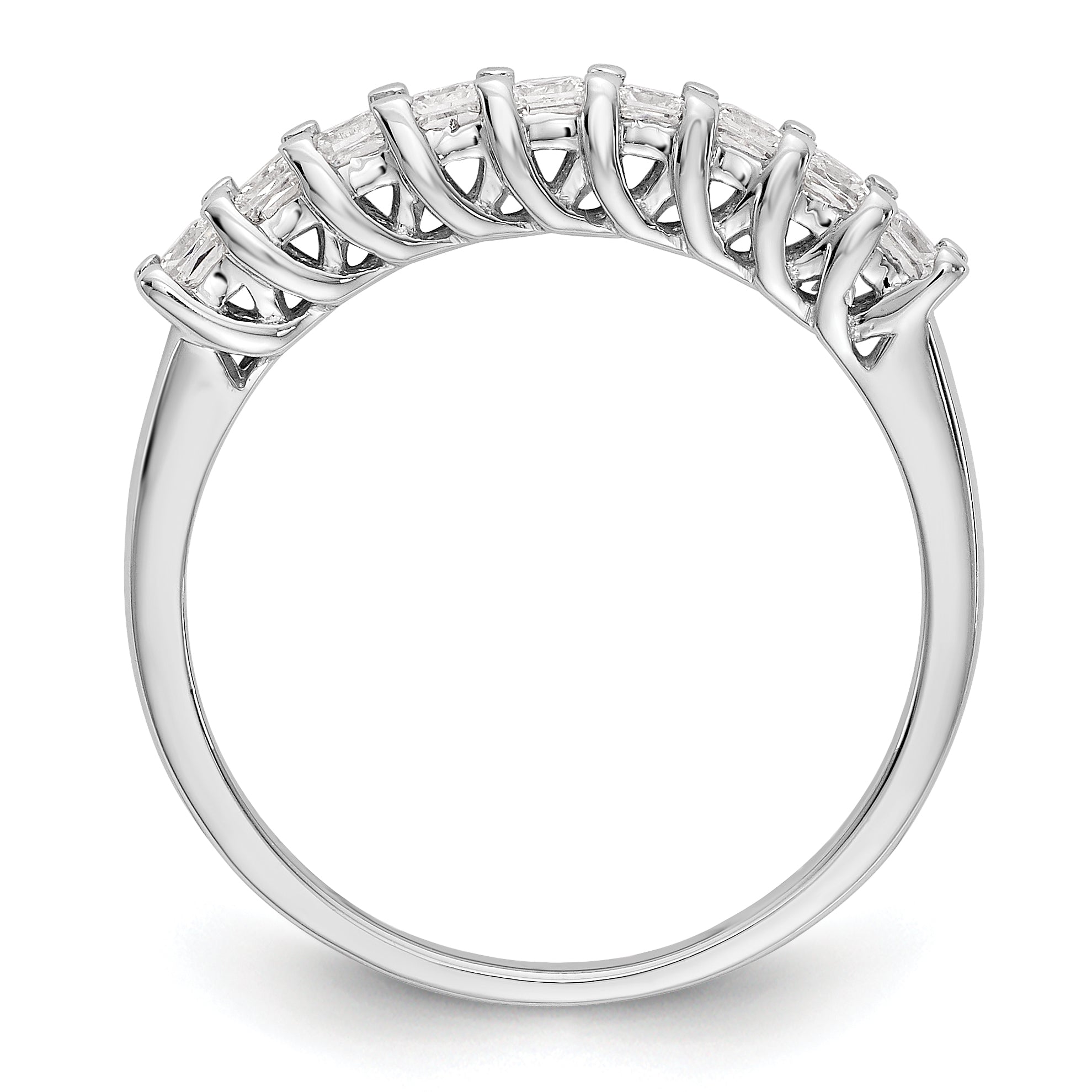 14K Weißgold Ehering mit 9 echten Diamanten