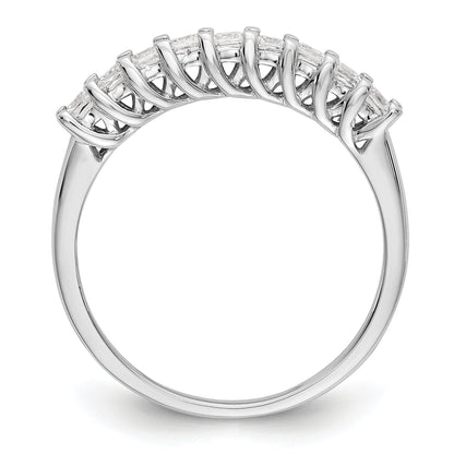 14K Weißgold Ehering mit 9 echten Diamanten