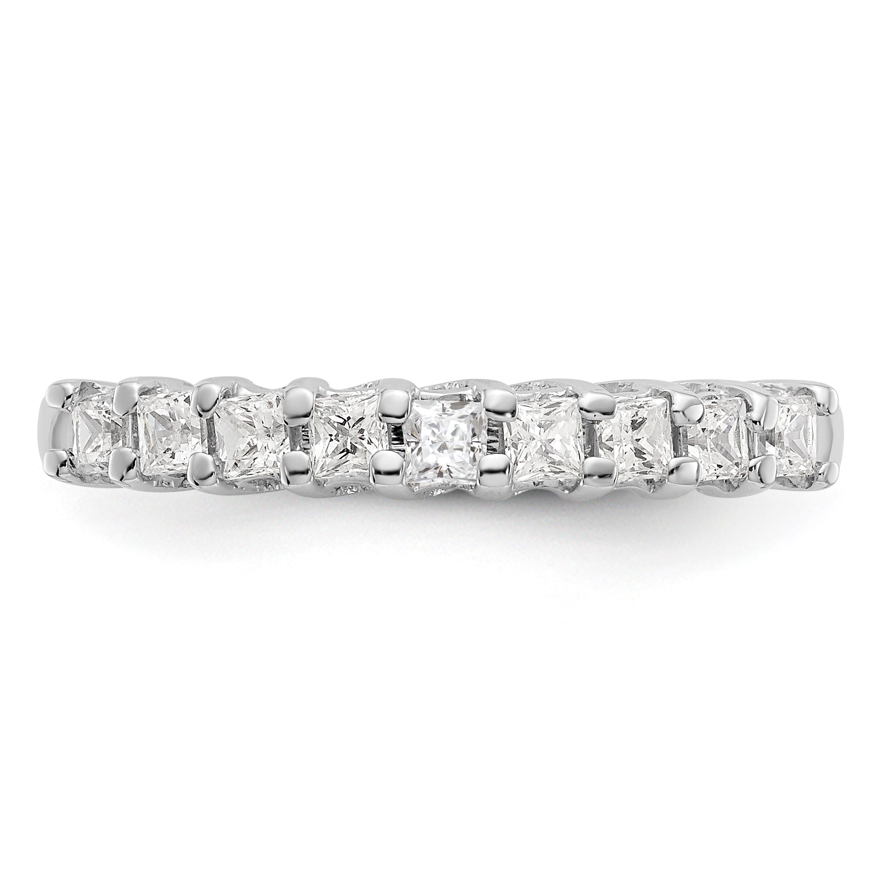 14K Weißgold Ehering mit 9 echten Diamanten