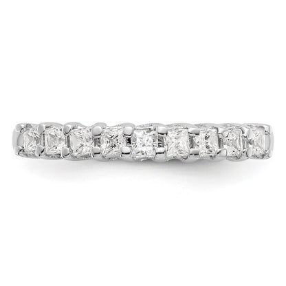 14K Weißgold Ehering mit 9 echten Diamanten