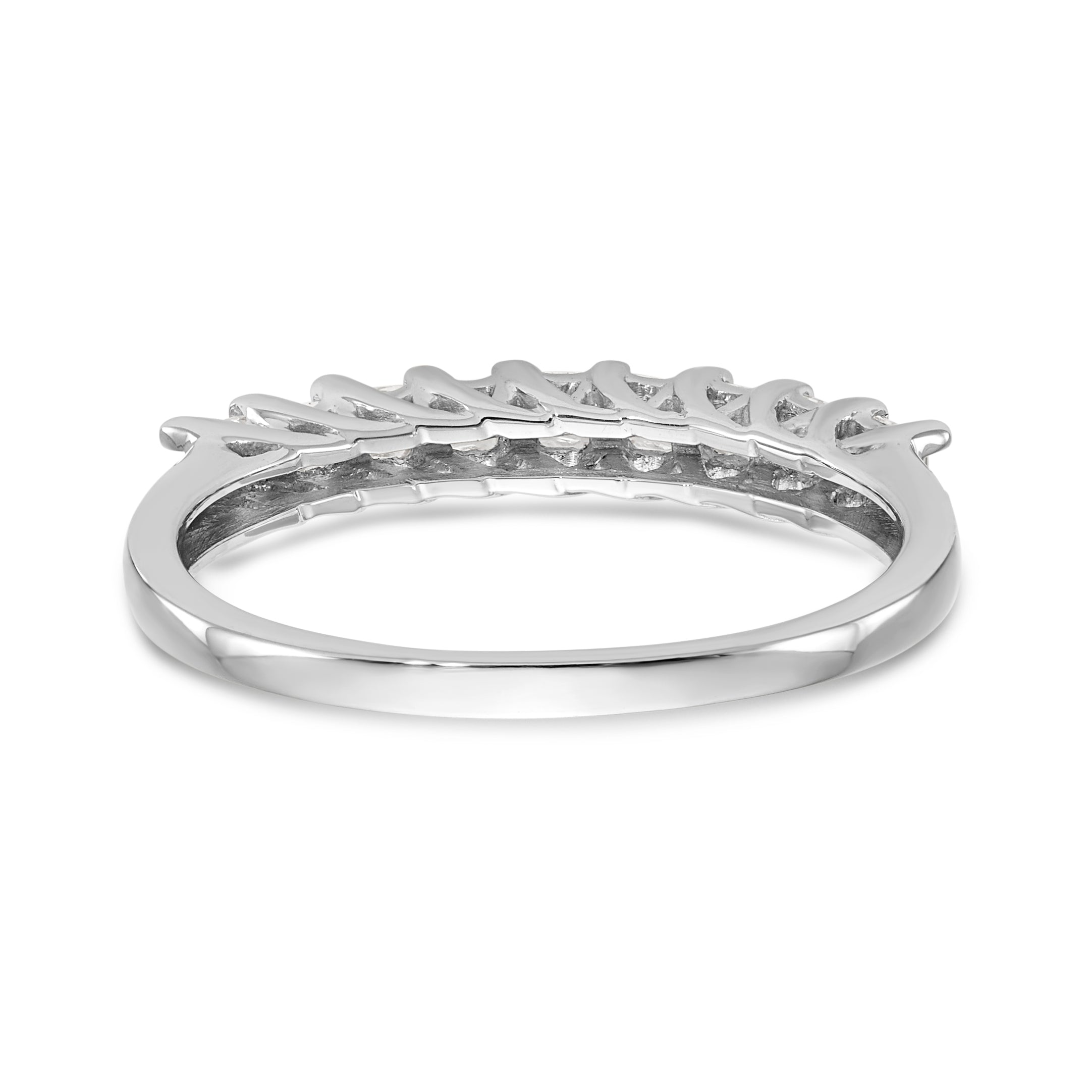 14K Weißgold Ehering mit 9 echten Diamanten