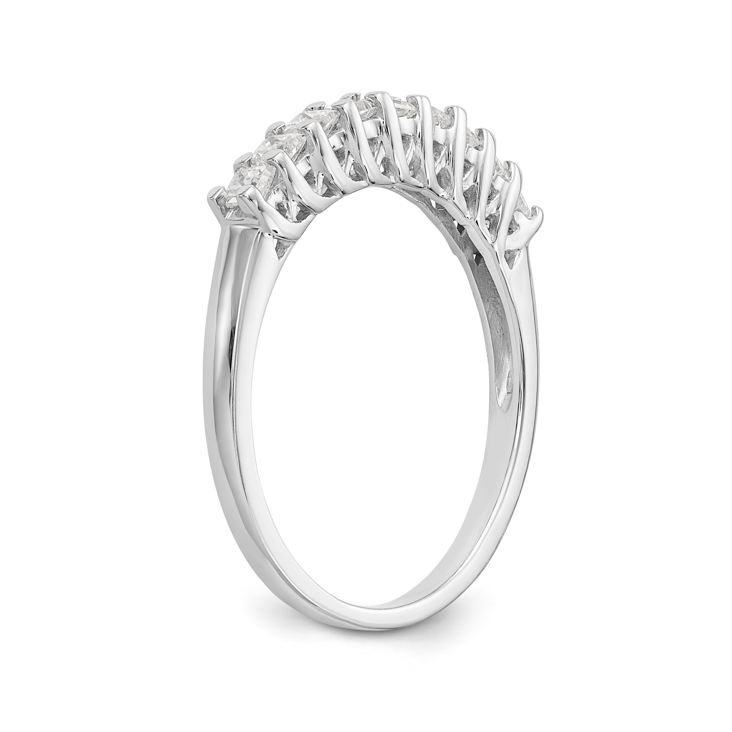 14K Weißgold Ehering mit 9 echten Diamanten