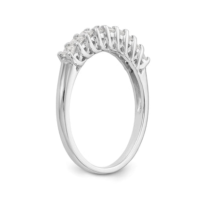 14K Weißgold Ehering mit 9 echten Diamanten