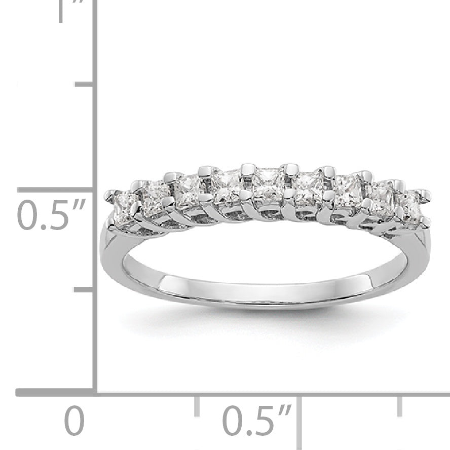 14K Weißgold Ehering mit 9 echten Diamanten
