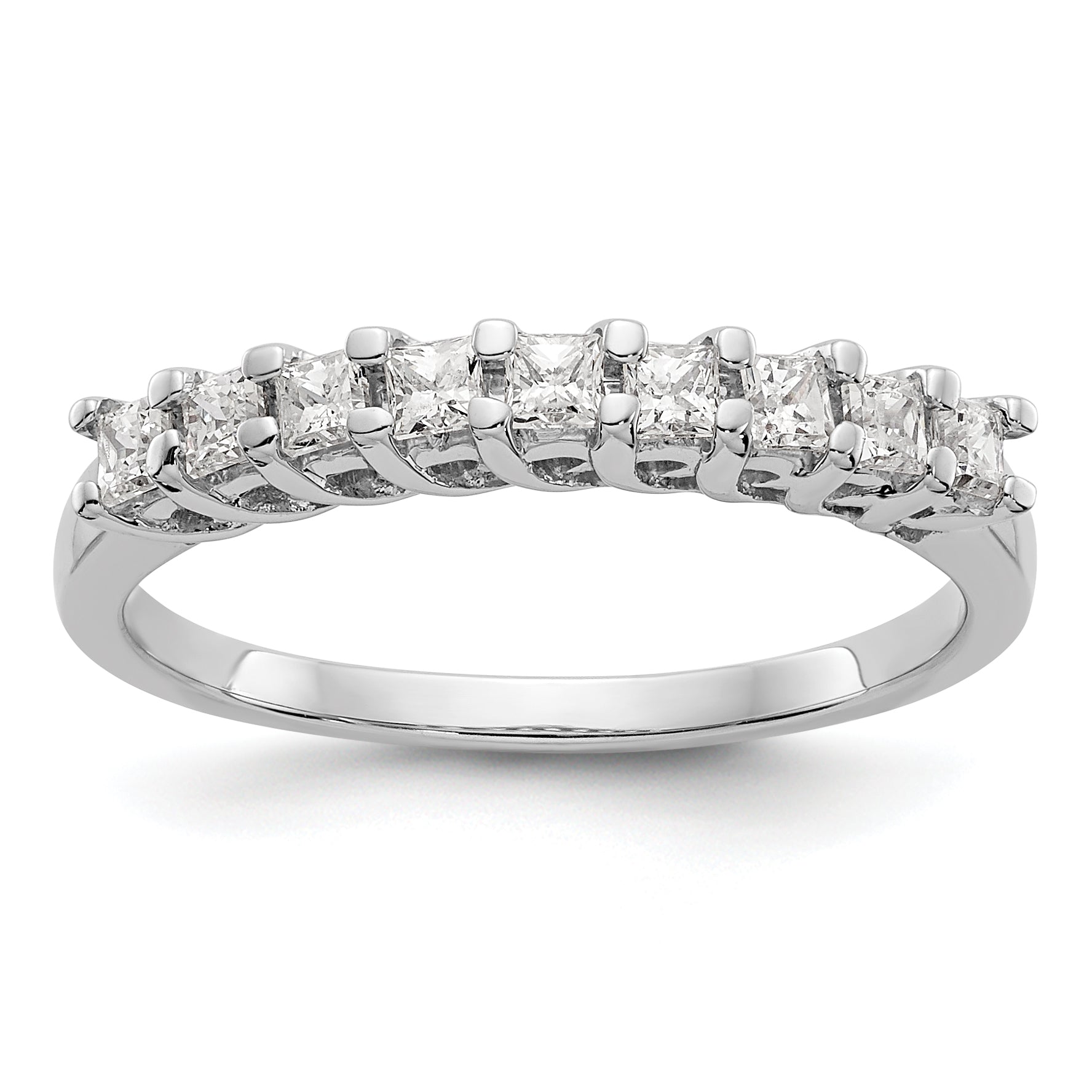 14K Weißgold Ehering mit 9 echten Diamanten