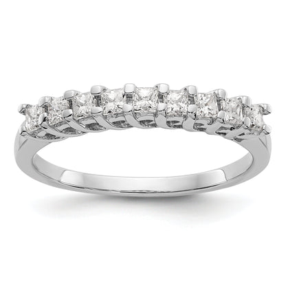 14K Weißgold Ehering mit 9 echten Diamanten