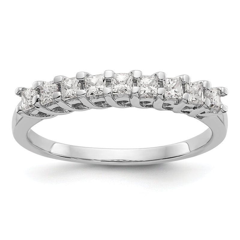 14K Weißgold Ehering mit 9 echten Diamanten