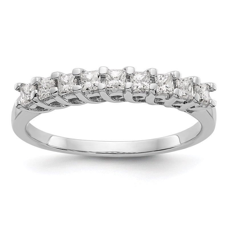 14K Weißgold Ehering mit 9 natürlichen Diamanten, 0,27 ct. Gesamtgewicht