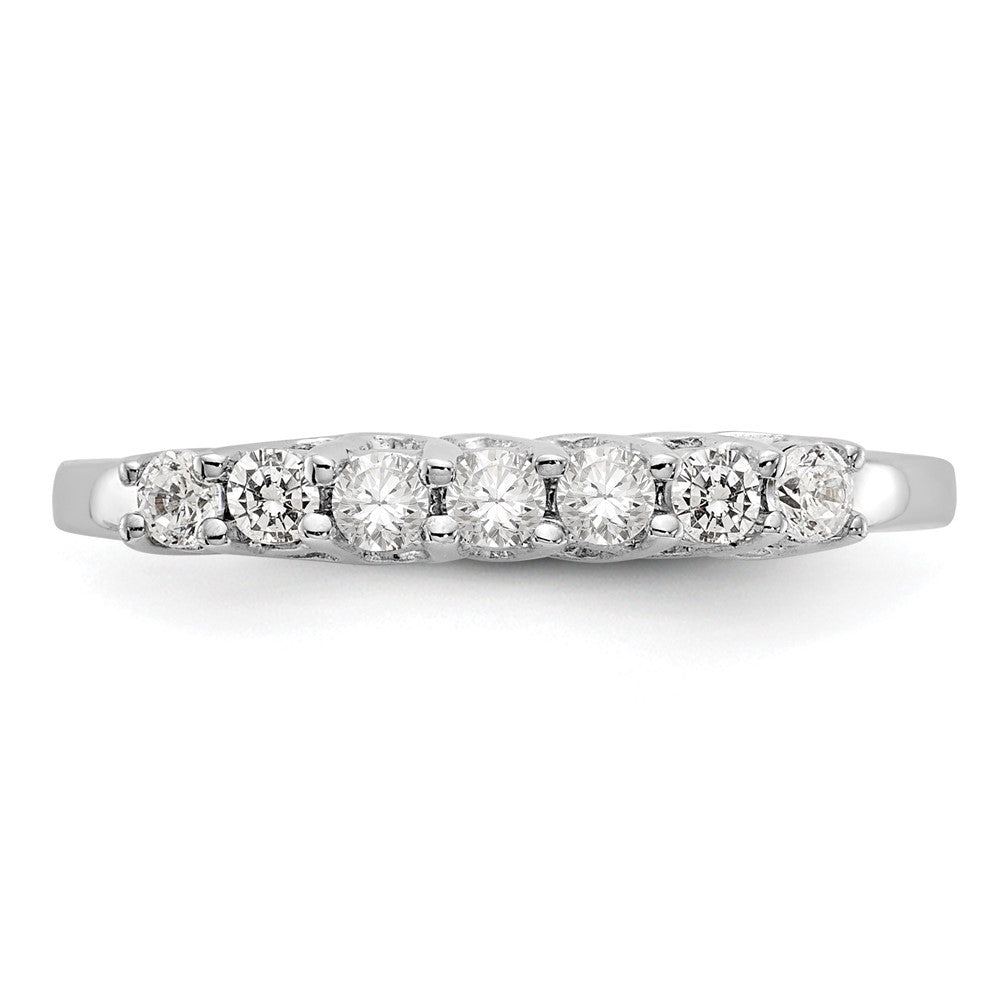 14K Weißgold Ring mit 7 echten Diamanten