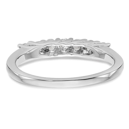 14K Weißgold Ring mit 7 echten Diamanten