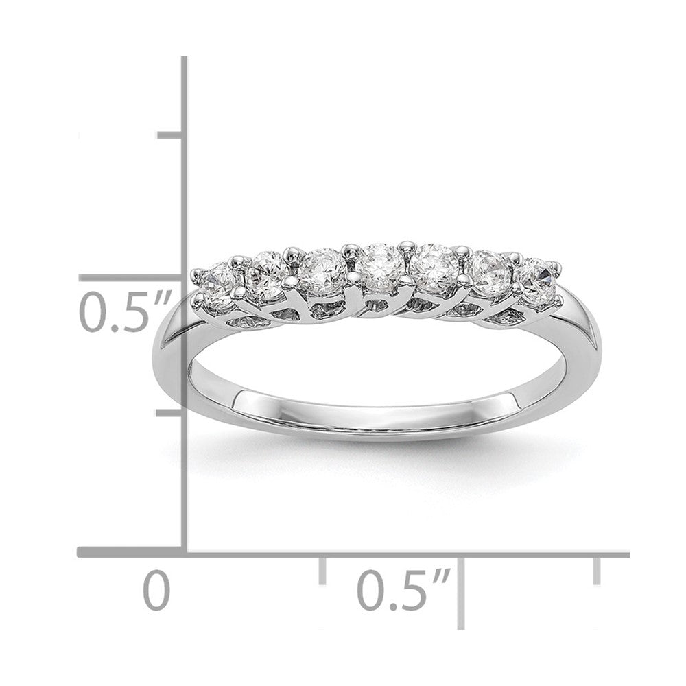14K Weißgold Ring mit 7 echten Diamanten