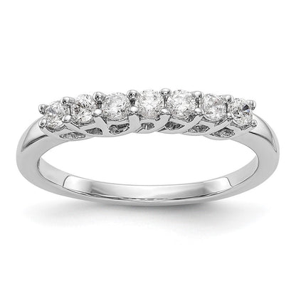 14K Weißgold Ring mit 7 echten Diamanten