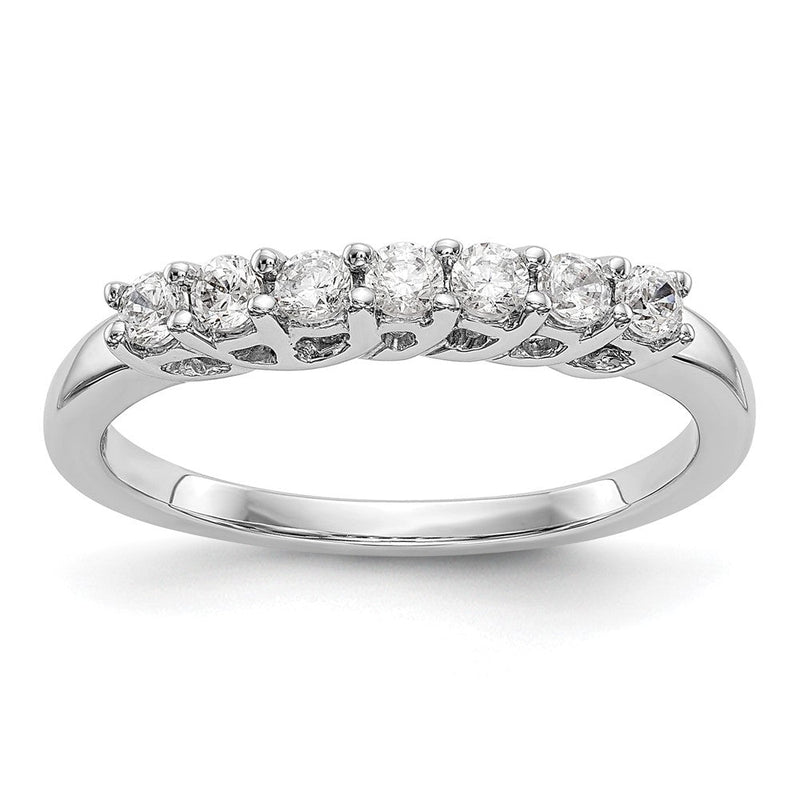 14K Weißgold Ehering mit 7 natürlichen Diamanten, 0,35 ct. Gesamtgewicht