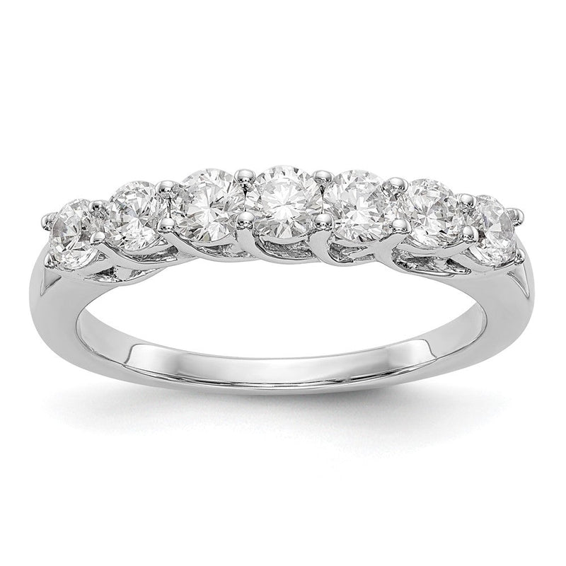 14K Weißgold Ehering mit 7 natürlichen Diamanten