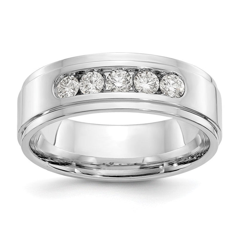 14K Weißgold True Origin Herren 1/2 Karat Im Labor Gezüchtet Diamant Vs/si D E F 5 Stein Stufe Kante Größe 9 Kanalfassung Ring
