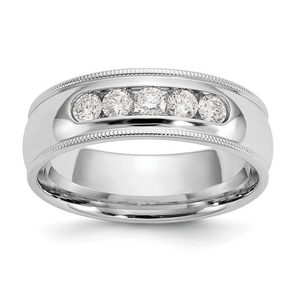 14K Weißgold True Origin Herren 1/2 Karat Im Labor Gezüchtet Diamant Vs D E F Poliert Five Stein Miligrain Größe 10.5 Ring