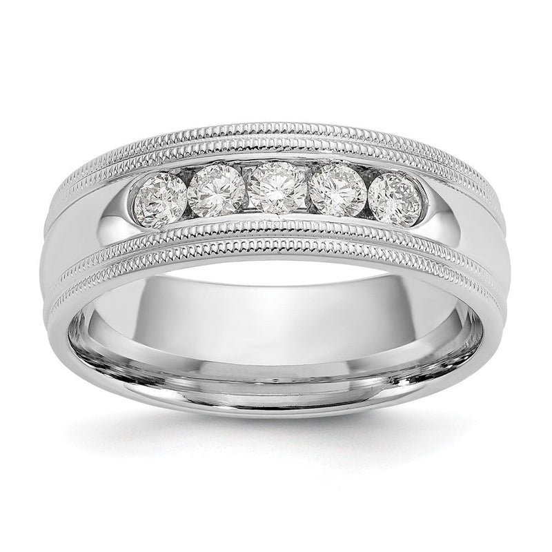 14K Weißgold True Origin Herren 1/2 Karat Im Labor Gezüchtet Diamant Vs D E F Poliert Five Stein Doppelt Miligrain Größe 10.5 Ring