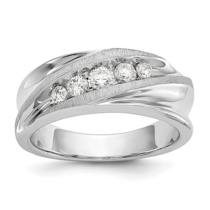True Origin 14K Weißgold Herren 1/2 Karat Im Labor Gezüchtet Diamant Vs/si D E F Gebürstet und Poliert Ehering Ring
