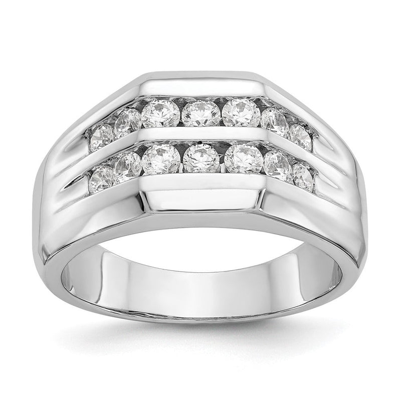 14K Weißgold True Origin Herren 1/2 Karat Im Labor Gezüchtet Diamant Vs D E F Doppelt Kanalfassung Heirloom Ring