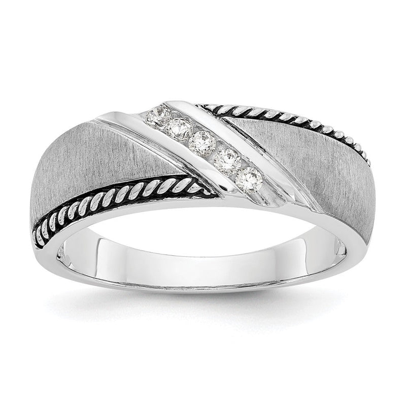 14K Weißgold True Origin Herren 1/8 Karat Im Labor Gezüchtet Diamant Vs/si D E F Gebürstet Poliert Antikisiert Ring