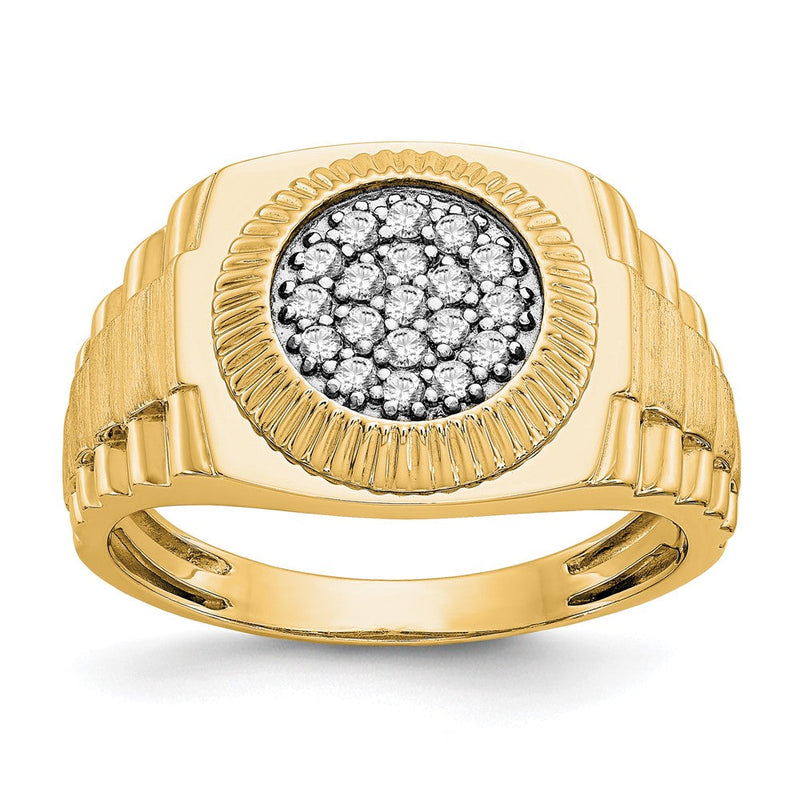 True Origin 14K Gelbgold Herren 1/4 Karat Im Labor Gezüchtet Diamant Vs+ F+ Komplett Heirloom Ring