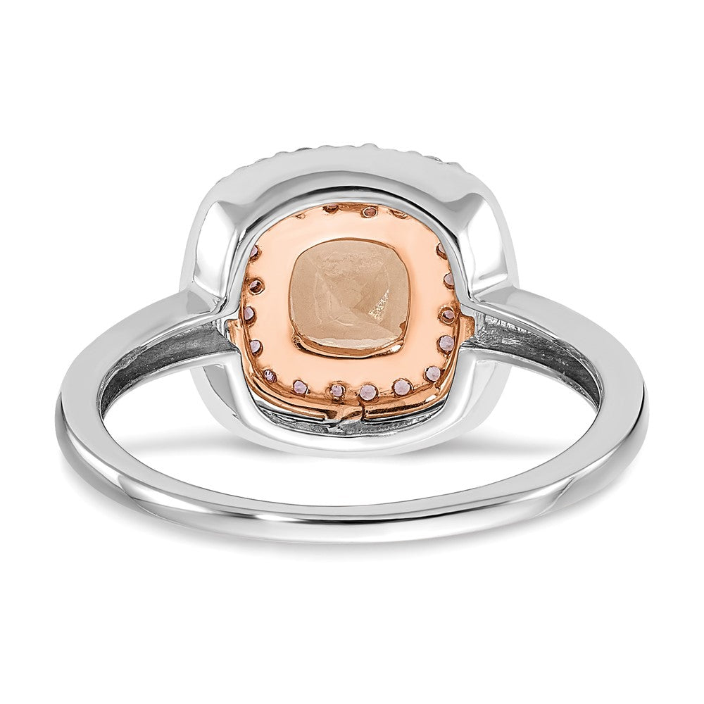 14K Weiß- und Roségold Ring mit Morganit, Amethyst und Diamant im Kissenschliff