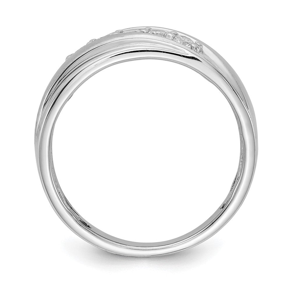 14K Weißgold Ring, poliert & satiniert, mit echten Diamanten