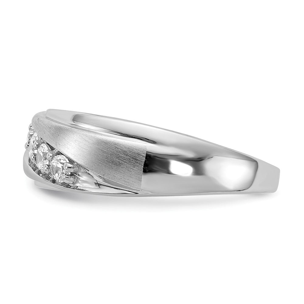 14K Weißgold Ring, poliert & satiniert, mit echten Diamanten