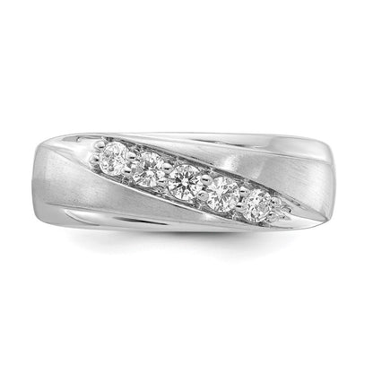 14K Weißgold Ring, poliert & satiniert, mit echten Diamanten