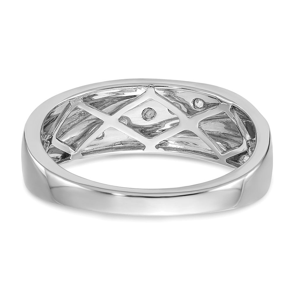 14K Weißgold Ring, poliert & satiniert, mit echten Diamanten