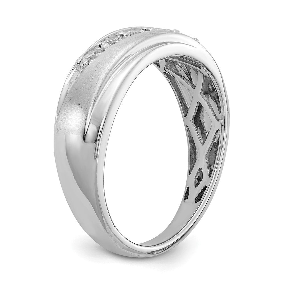 14K Weißgold Ring, poliert & satiniert, mit echten Diamanten