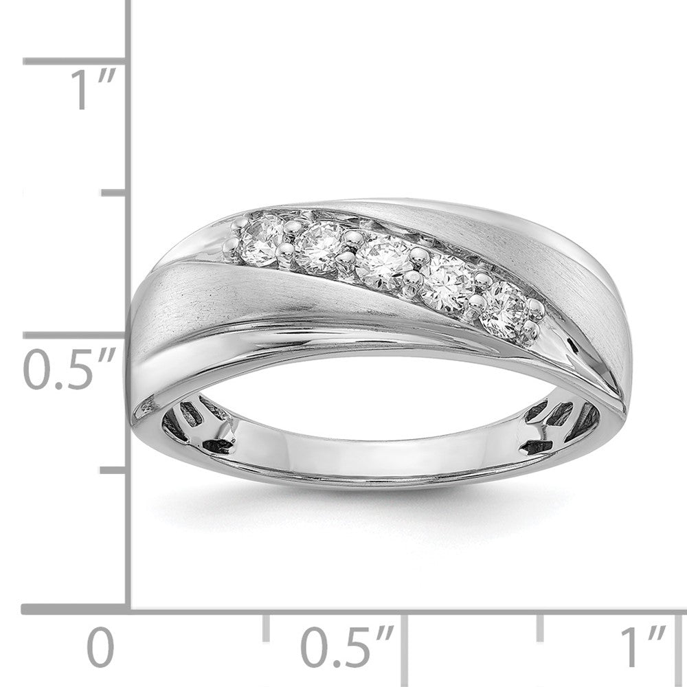 14K Weißgold Ring, poliert & satiniert, mit echten Diamanten