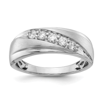14K Weißgold Ring, poliert & satiniert, mit echten Diamanten
