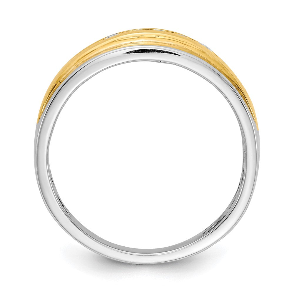 14K Weiß- & Gelbgold Herrenring mit echten Diamanten