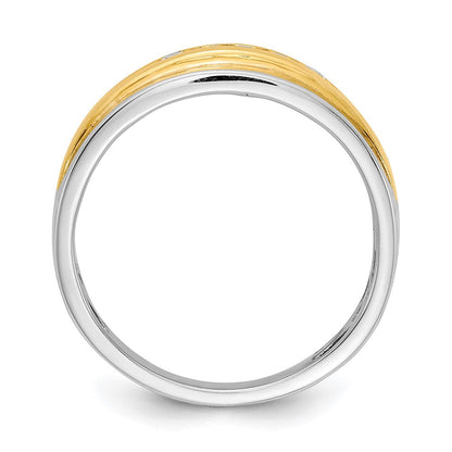 14K Weiß- & Gelbgold Herrenring mit echten Diamanten