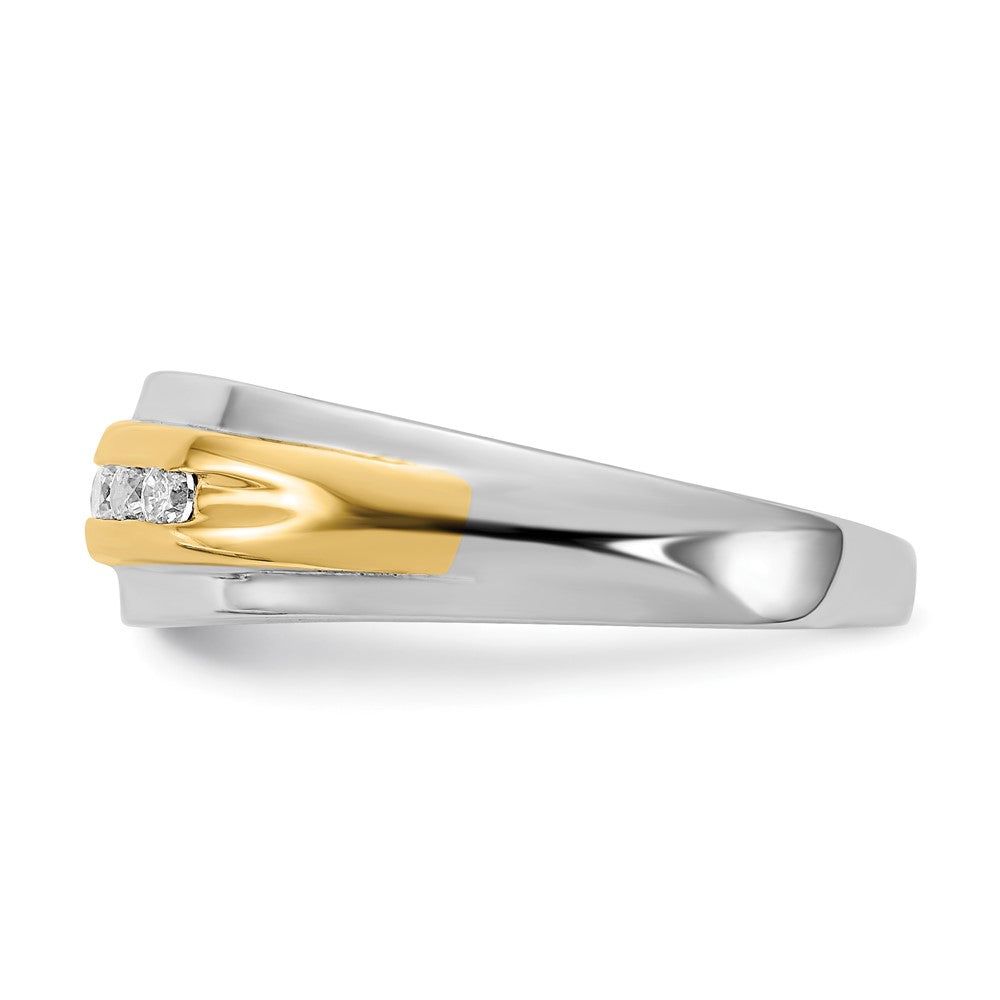 14K Weiß- & Gelbgold Herrenring mit echten Diamanten