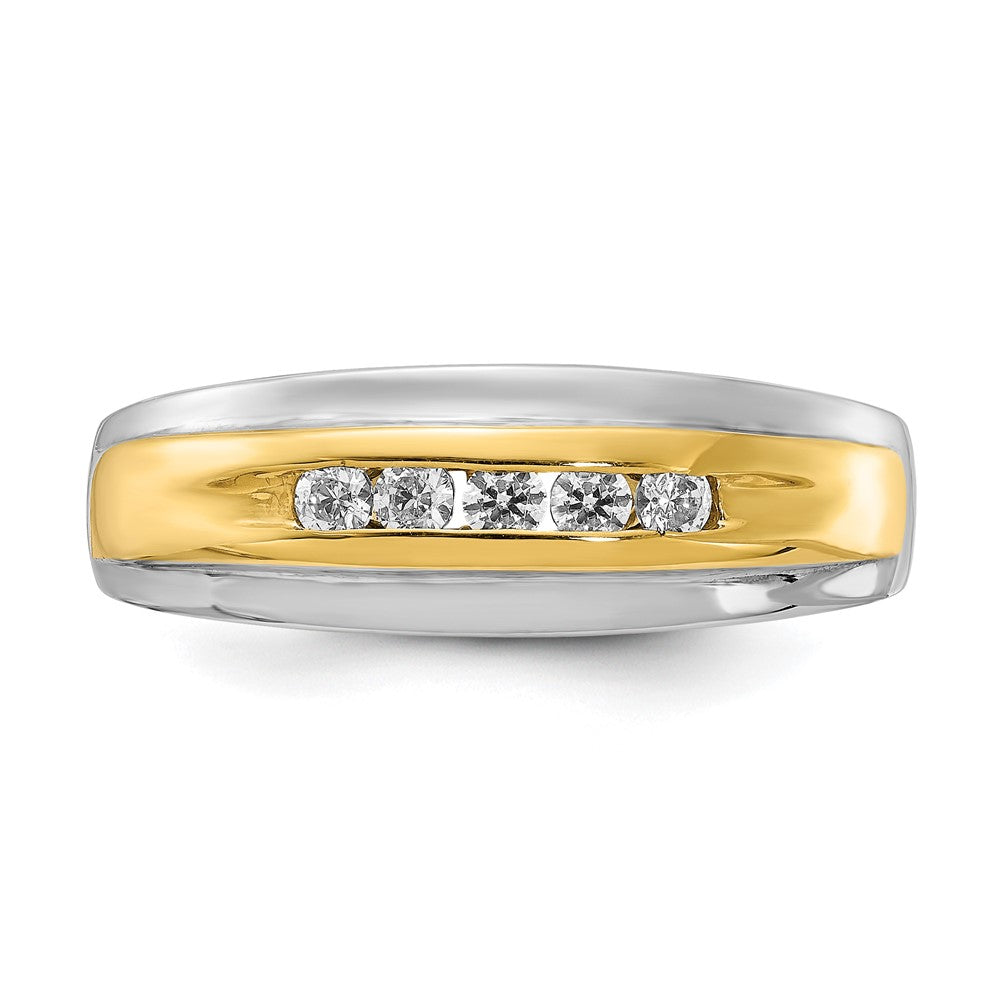14K Weiß- & Gelbgold Herrenring mit echten Diamanten