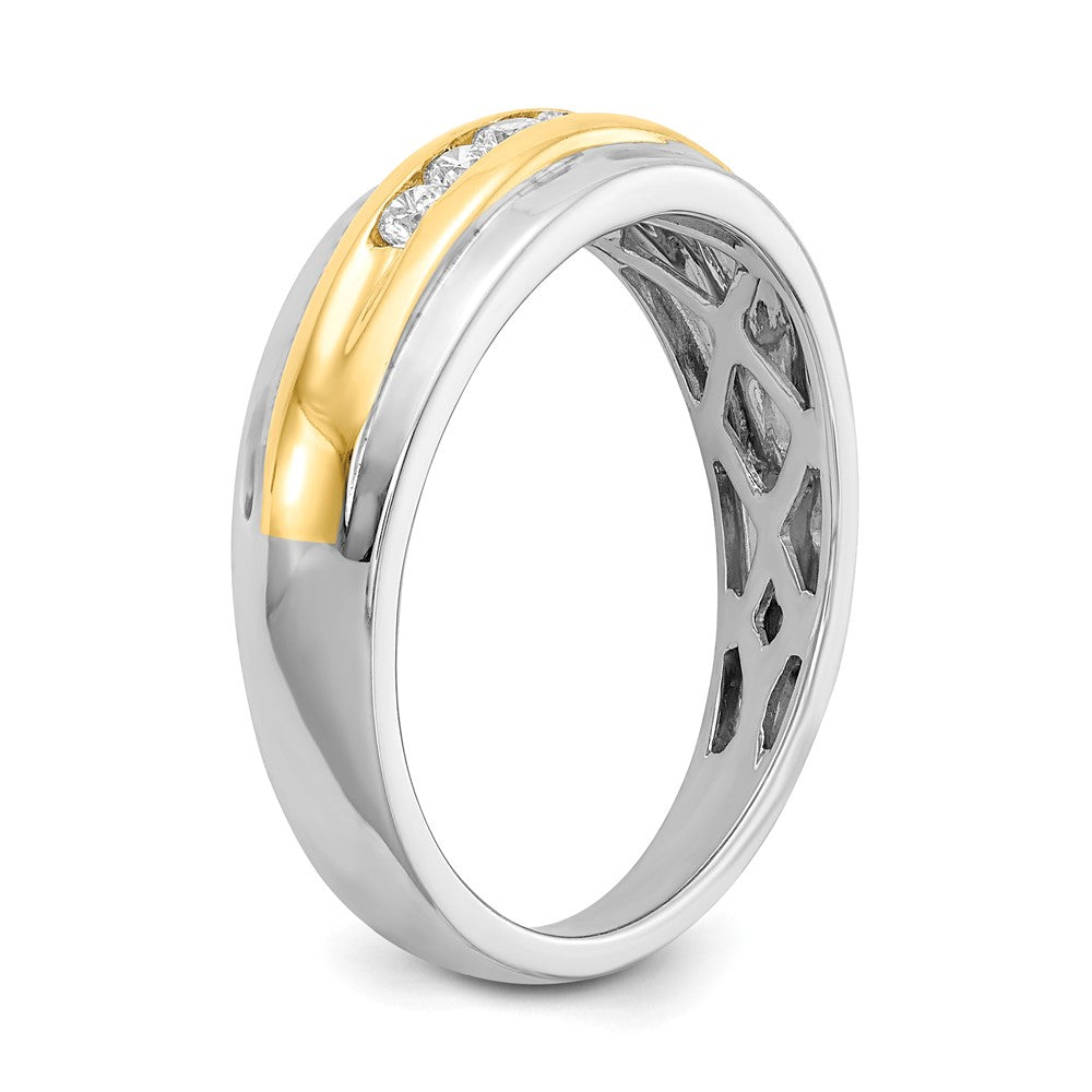 14K Weiß- & Gelbgold Herrenring mit echten Diamanten