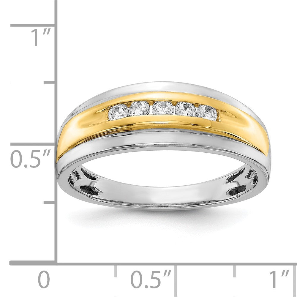 14K Weiß- & Gelbgold Herrenring mit echten Diamanten
