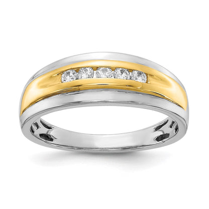 14K Weiß- & Gelbgold Herrenring mit echten Diamanten