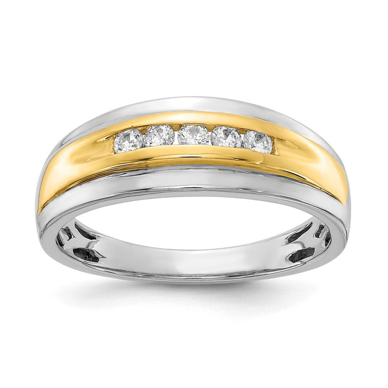14K Weiß- & Gelbgold Herrenring mit echten Diamanten