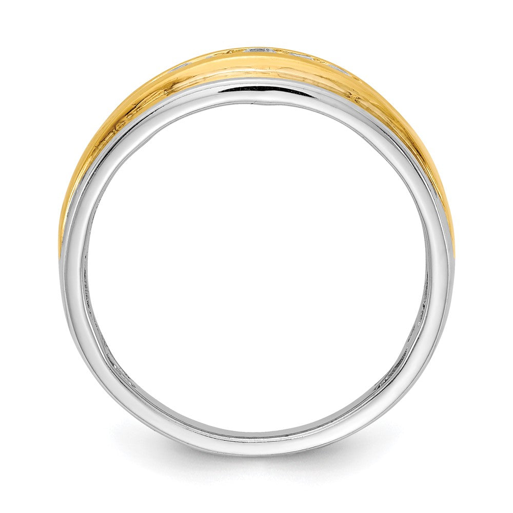 14K Weiß- und Gelbgold Herrenring mit echten Diamanten