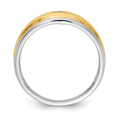 14K Weiß- und Gelbgold Herrenring mit echten Diamanten