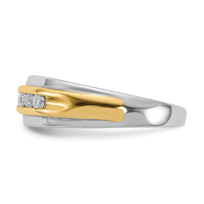 14K Weiß- und Gelbgold Herrenring mit echten Diamanten